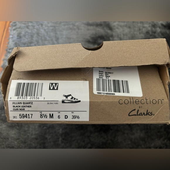 New Clarks Jillian Quartz black leather wedge comfort sandal. Size 8.5M - Picture 6 of 6